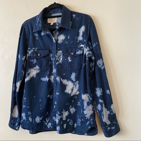 Current Elliott-Acid Washed Dark Wash Denim Button Down (Size:3) - Picture 4 of 10
